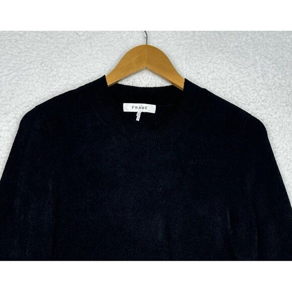Frame Sweater Womens Sz L Black Chenille Very Soft Pullover Classic Luxury NWT - Picture 2 of 12